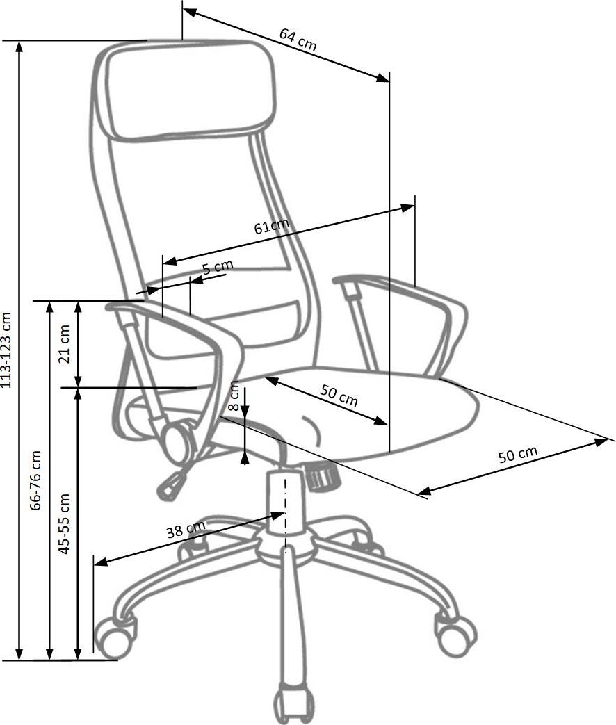 Office Chair East Cannock | size: Width: 61cm, Height: 123cm, Depth: 64cm | color: Gray | image: 4 | variant: 1007016