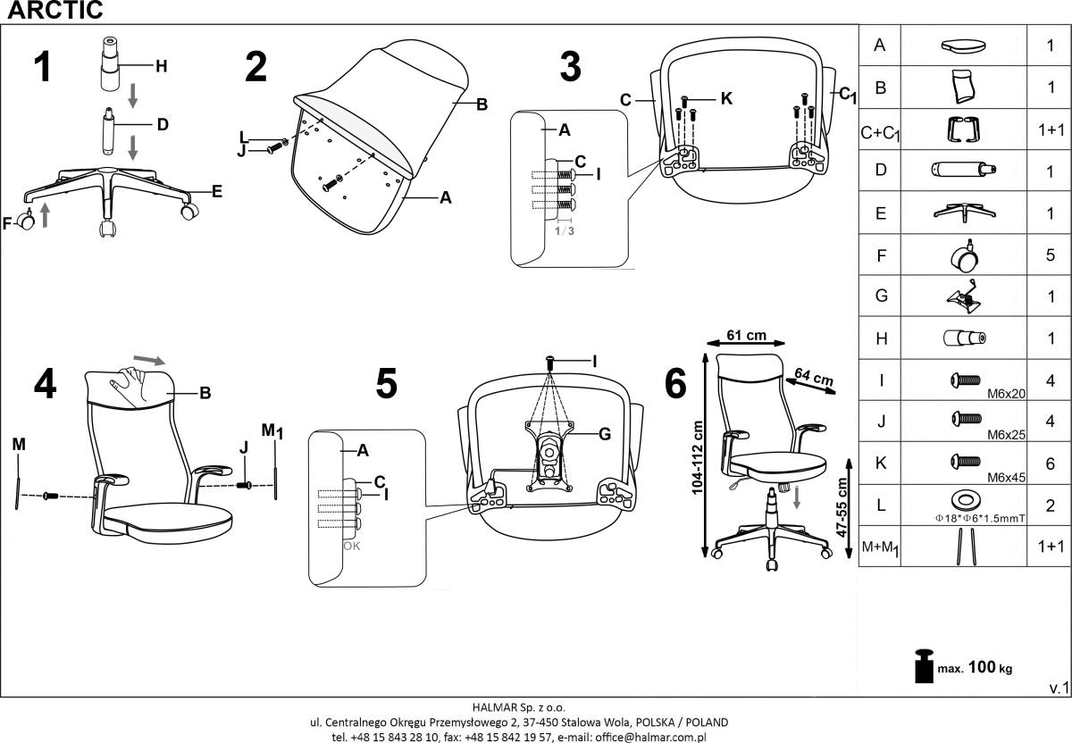 Office Chair East Catterick | size: Width: 62cm, Height: 110cm, Depth: 62cm | color: Gray | image: 7 | variant: 1007017
