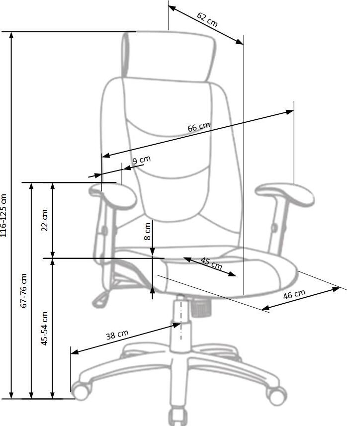 Office Chair East Greenock | size: Width: 66cm, Height: 125cm, Depth: 49cm | color: Black | image: 7 | variant: 1007023