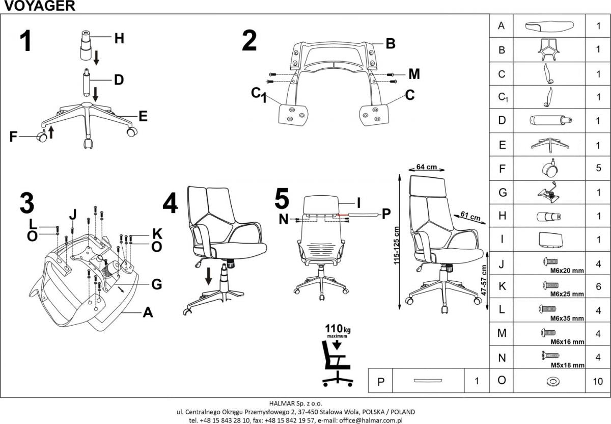 Office Chair East Haverhill | size: Width: 64cm, Height: 125cm, Depth: 61cm | color: Blue | image: 4 | variant: 1007024