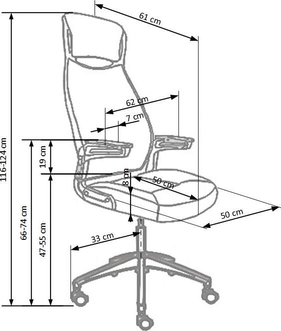 Office Chair East Holyhead | size: Width: 60cm, Height: 124cm, Depth: 65cm | color: Gray | image: 4 | variant: 1007026