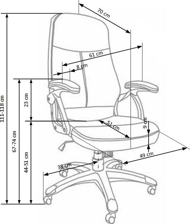 Office Chair East Ilkeston | size: Width: 64cm, Height: 118cm, Depth: 70cm | color: Black | image: 2 | variant: 1007028