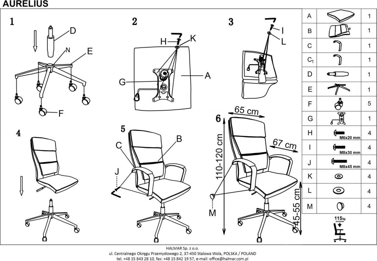 Office Chair East Newark | size: Width: 65cm, Height: 120cm, Depth: 67cm | color: White | image: 4 | variant: 1007036