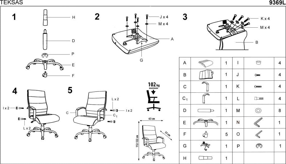 Office Chair East Rushden | size: Width: 63cm, Height: 122cm, Depth: 51cm | color: Black | image: 7 | variant: 1007044