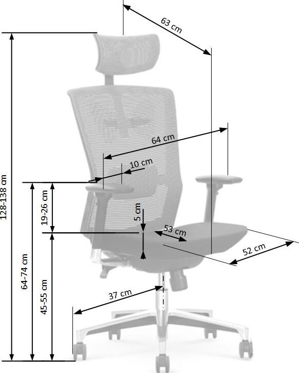 Office Chair East St Austell | size: Width: 64cm, Height: 130cm, Depth: 63cm | color: Gray | image: 4 | variant: 1007045