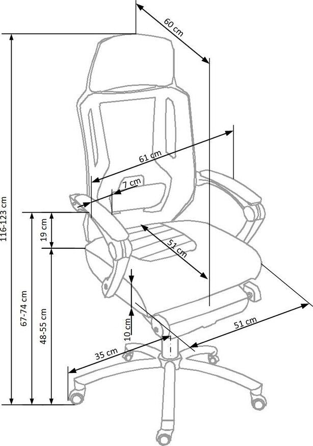 Office Chair Freeman | size: Width: 61cm, Height: 123cm, Depth: 60cm | color: Gray | image: 9 | variant: 1011571