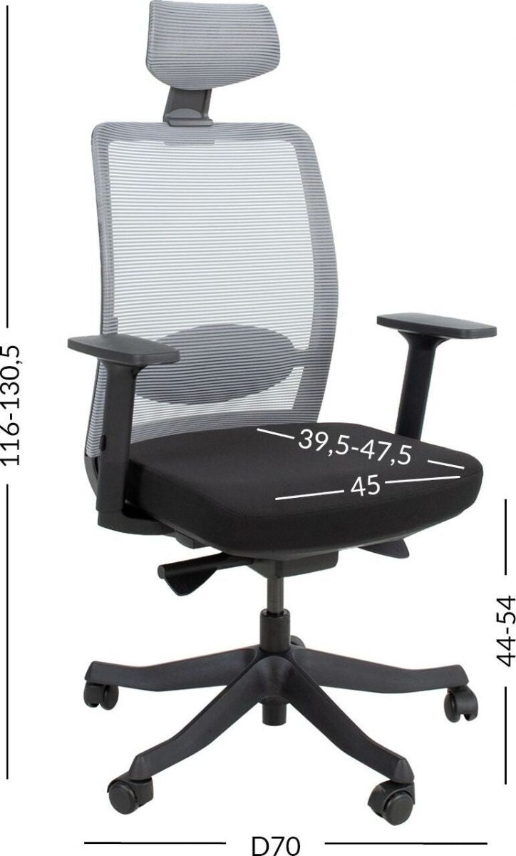 Office Chair Hay | size: Width: 70cm, Height: 130.5cm, Depth: 70cm | color: Black | image: 7 | variant: 1001120