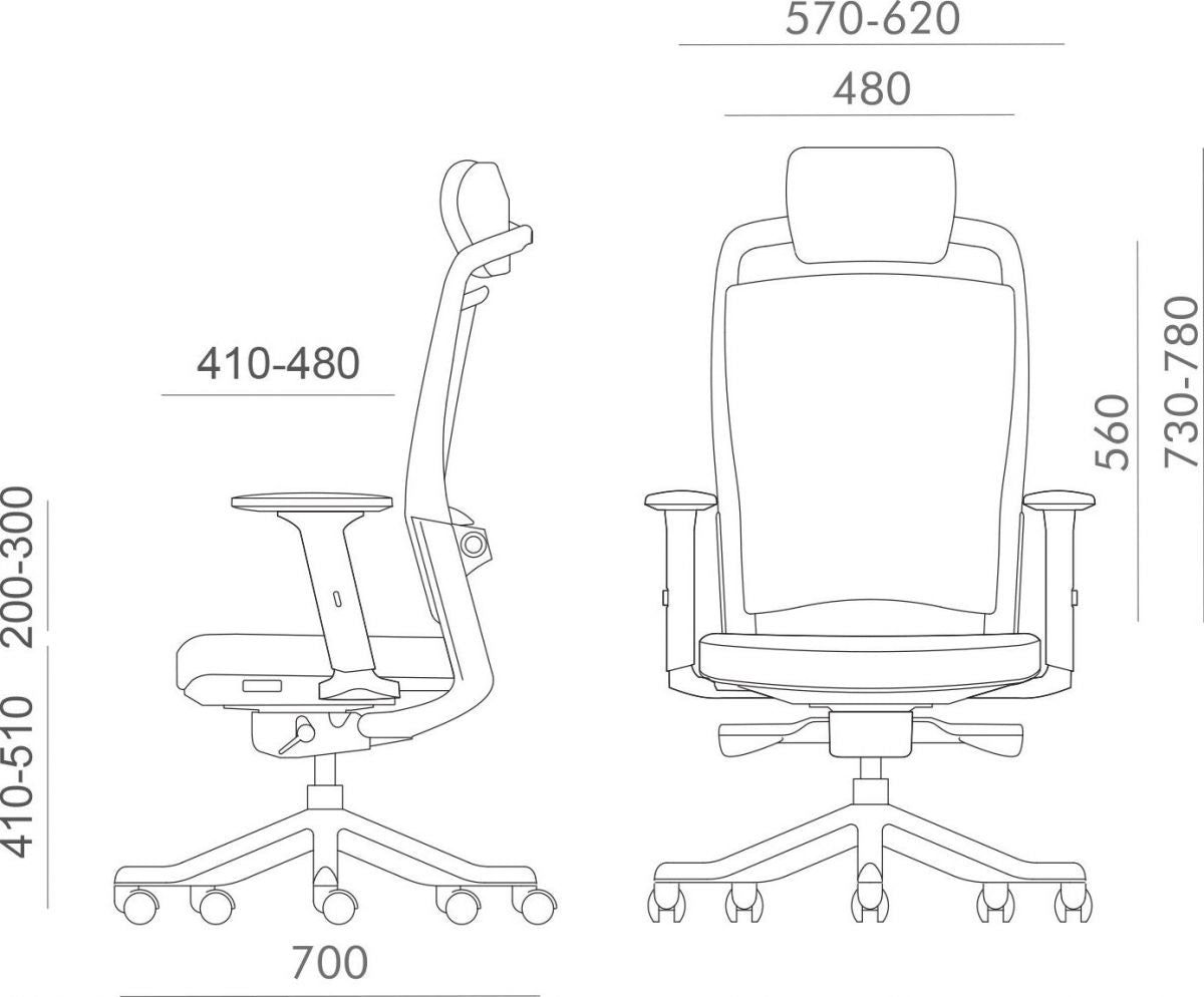 Office Chair Llangollen | size: Width: 62cm, Height: 129cm, Depth: 70cm | color: Black | image: 10 | variant: 1001175