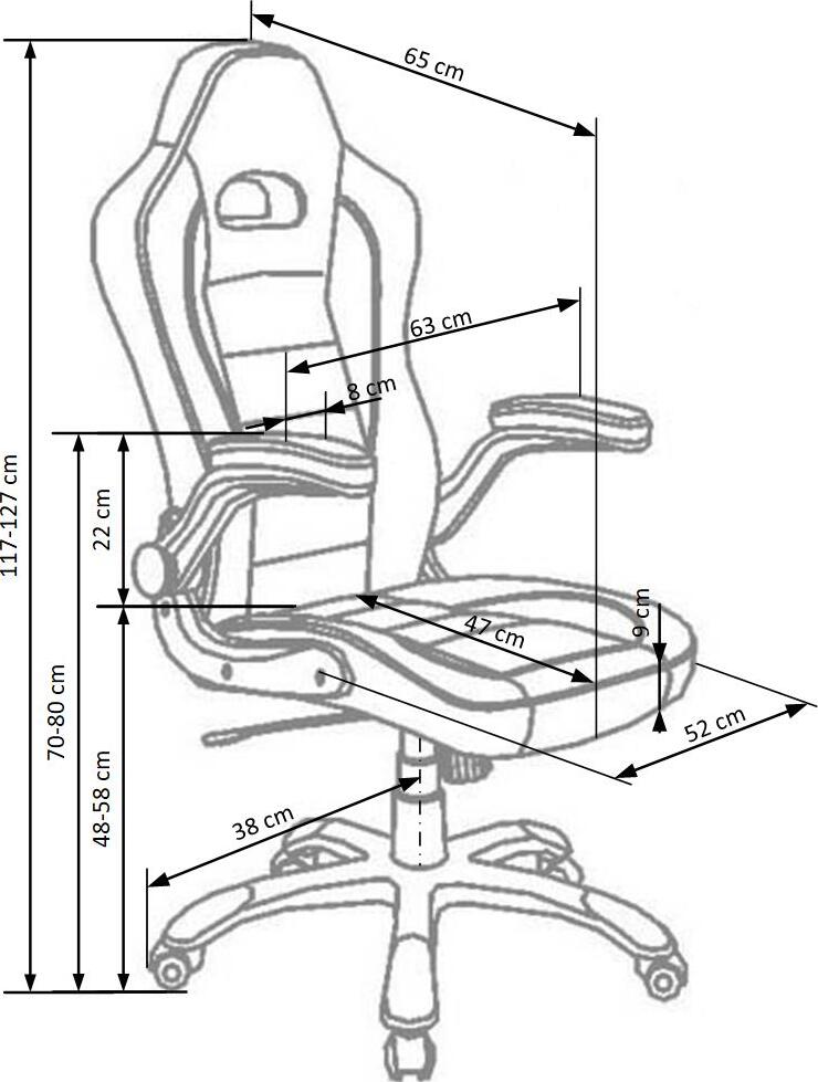 Office Chair Makkah | size: Width: 63cm, Height: 127cm, Depth: 65cm | color: Gray | image: 3 | variant: 1007073