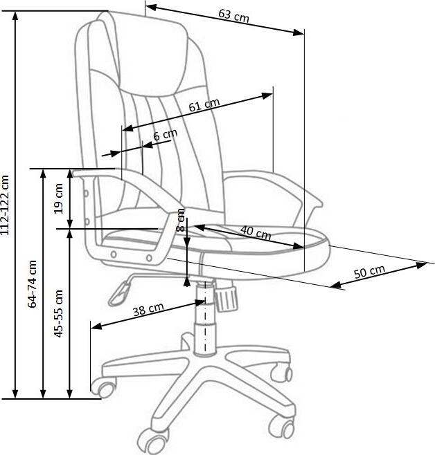 Office Chair West Ballater | size: Width: 61cm, Height: 122cm, Depth: 63cm | color: Gray | image: 7 | variant: 1007105