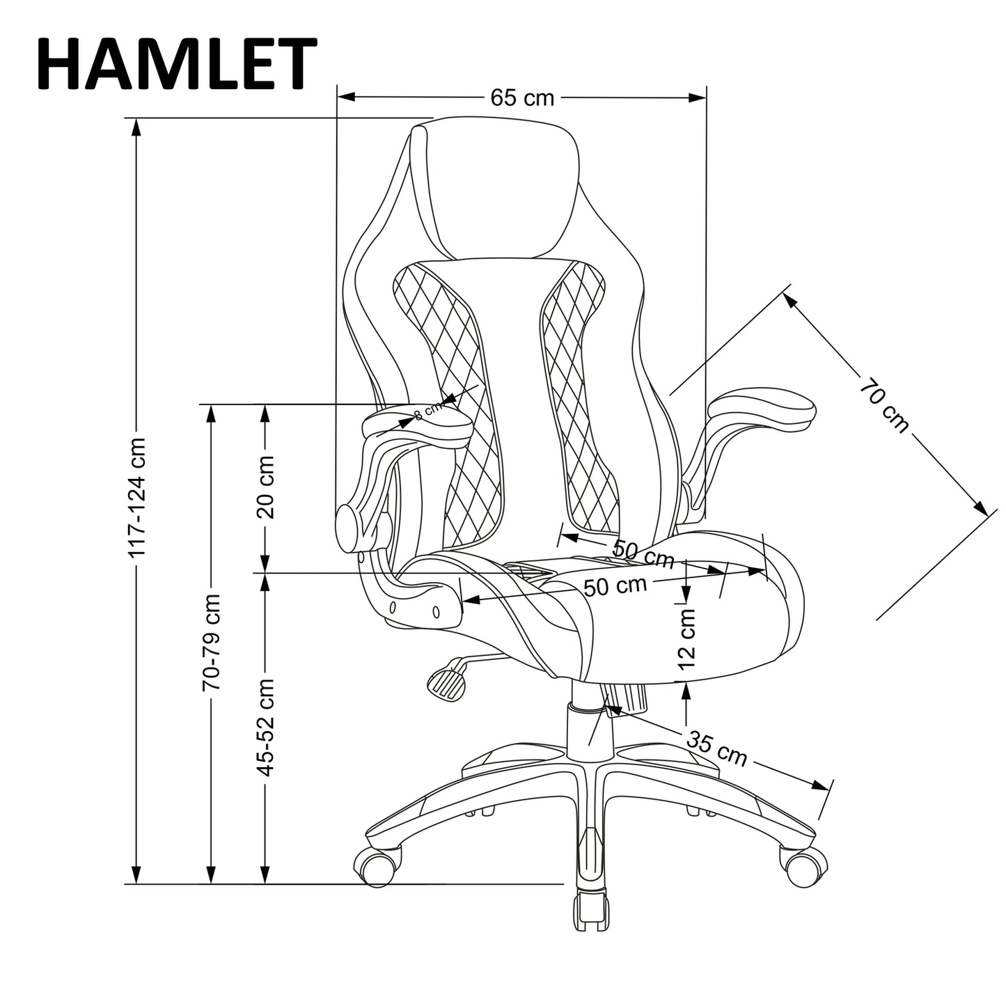 Office Chair West Nelson | size: Width: 65cm, Height: 117cm, Depth: 70cm | color: Black/Grey | image: 2 | variant: 1007432