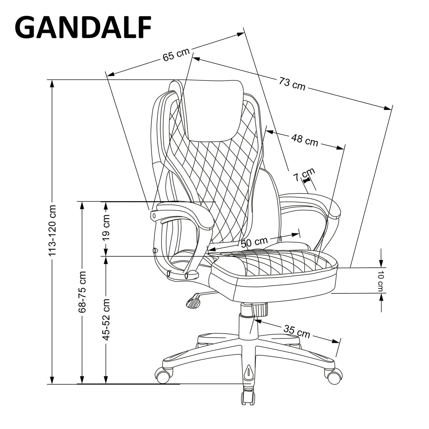 Office Chair West Pontypridd | size: Width: 65cm, Height: 113cm, Depth: 73cm | color: Black/Grey | image: 2 | variant: 1007426