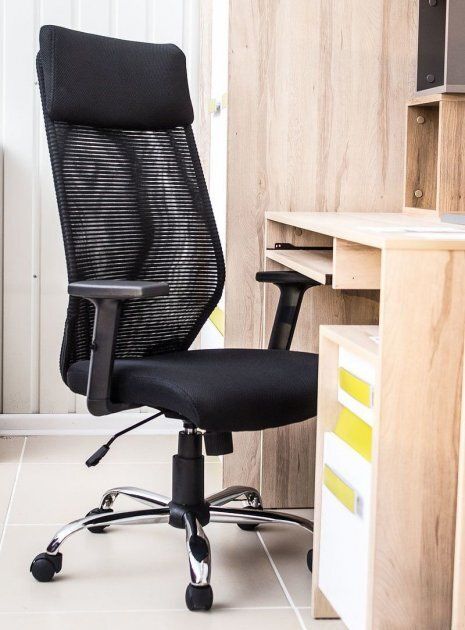 Office Chair West Provence | size: Width: 65cm, Height: 115-124cm, Depth: 51cm | color: Black | image: 2 | variant: 1007734