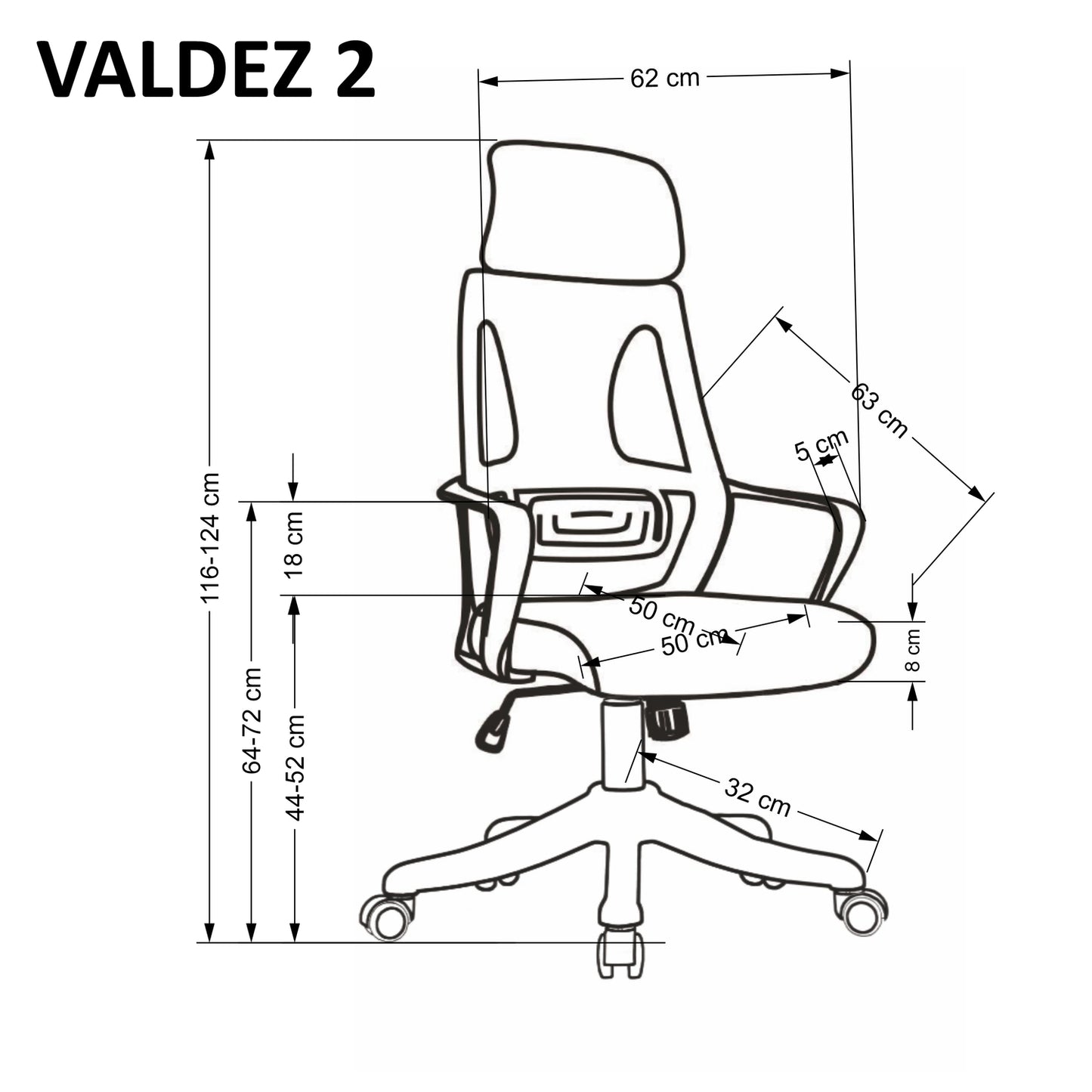 Office Chair West Risca | size: Width: 62cm, Height: 116cm, Depth: 63cm | color: White/Black/Grey | image: 3 | variant: 1007437