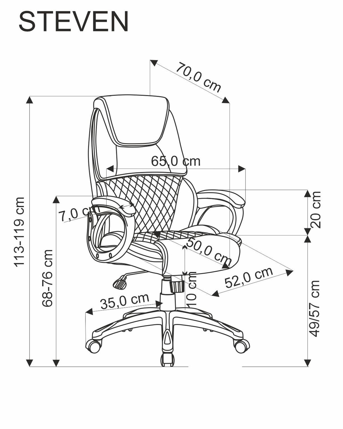 Office Chair West Vilnius | size: Width: 65cm, Height: 119cm, Depth: 70cm | color: Black | image: 1 | variant: 1007571
