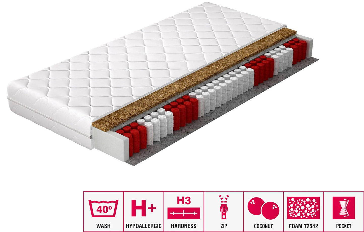 Pocket Spring Mattress Pini 20 | size: Length: 200cm, Width: 160cm | image: 2 | variant: 1013366