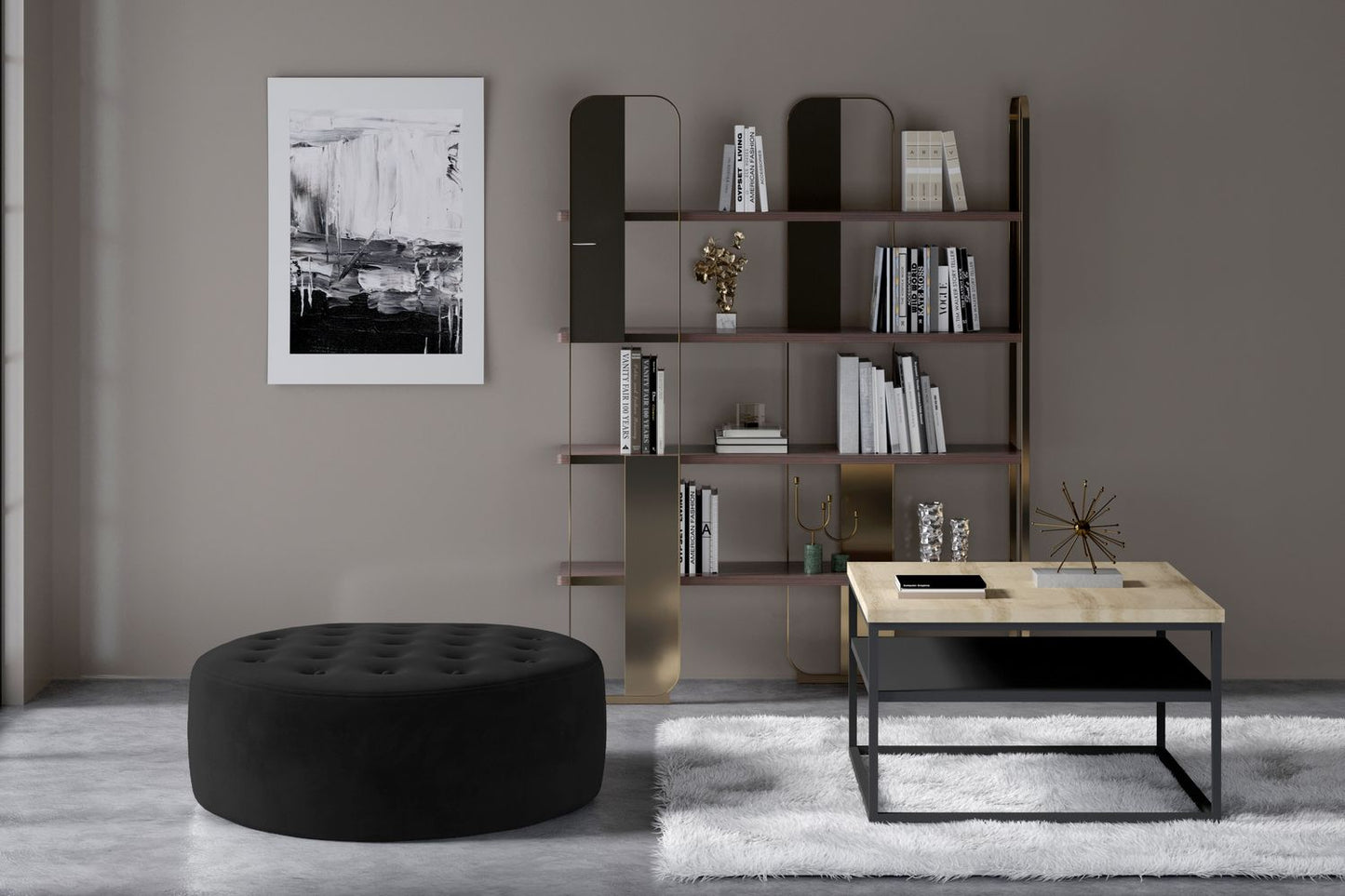 Pouf Monty | size: Width: 70cm, Height: 28cm, Depth: 70cm | color: Mat/Velvet | image: 1 | variant: 1005957