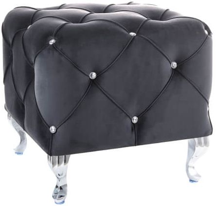 Pouf Oldham | size: Width: 50cm, Height: 46cm | color: Black/Silver | image: 0 | variant: 1004279