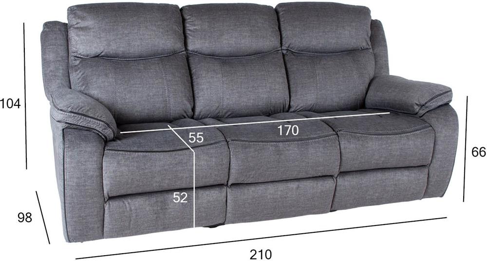 Recliner East Liepaja | size: Length: 98cm, Height: 105cm, Depth: 213cm | color: Gray | image: 5 | variant: 1006306