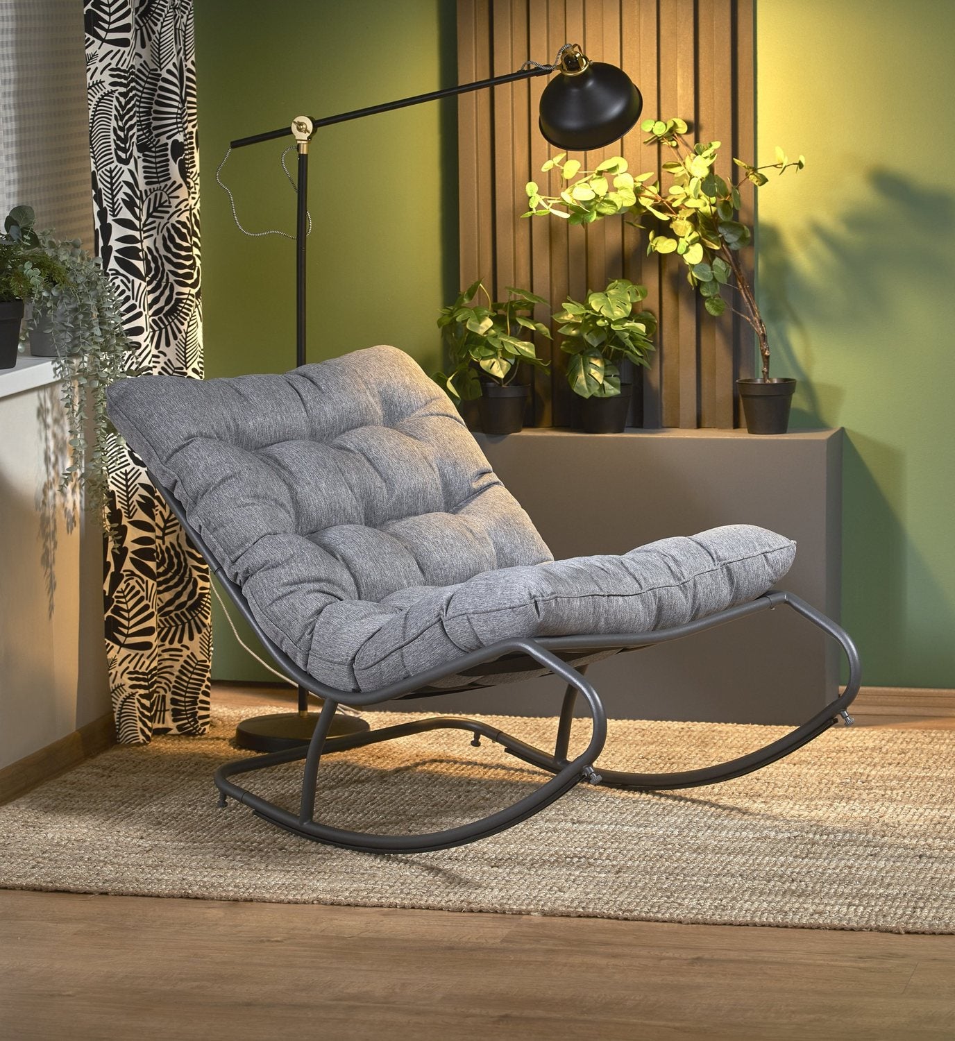 Rocking Chair West Aberaeron | size: Width: 80cm, Height: 70cm, Depth: 115cm | color: Black/Grey | image: 2 | variant: 1007357