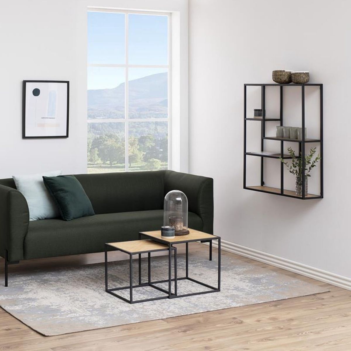 Shelf Aberystwyth | size: Width: 75cm, Height: 91cm, Depth: 20cm | color: Black/Oak | image: 3 | variant: 1005534