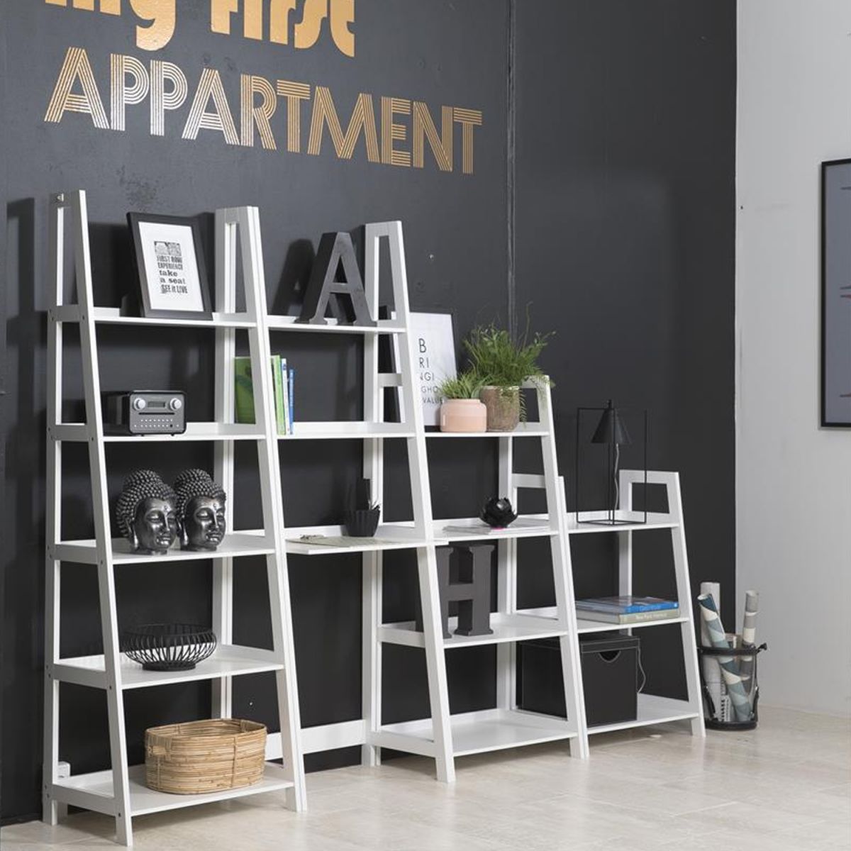 Shelf Inverness | size: Width: 63cm, Height: 180cm, Depth: 40cm | color: White | image: 2 | variant: 1000177