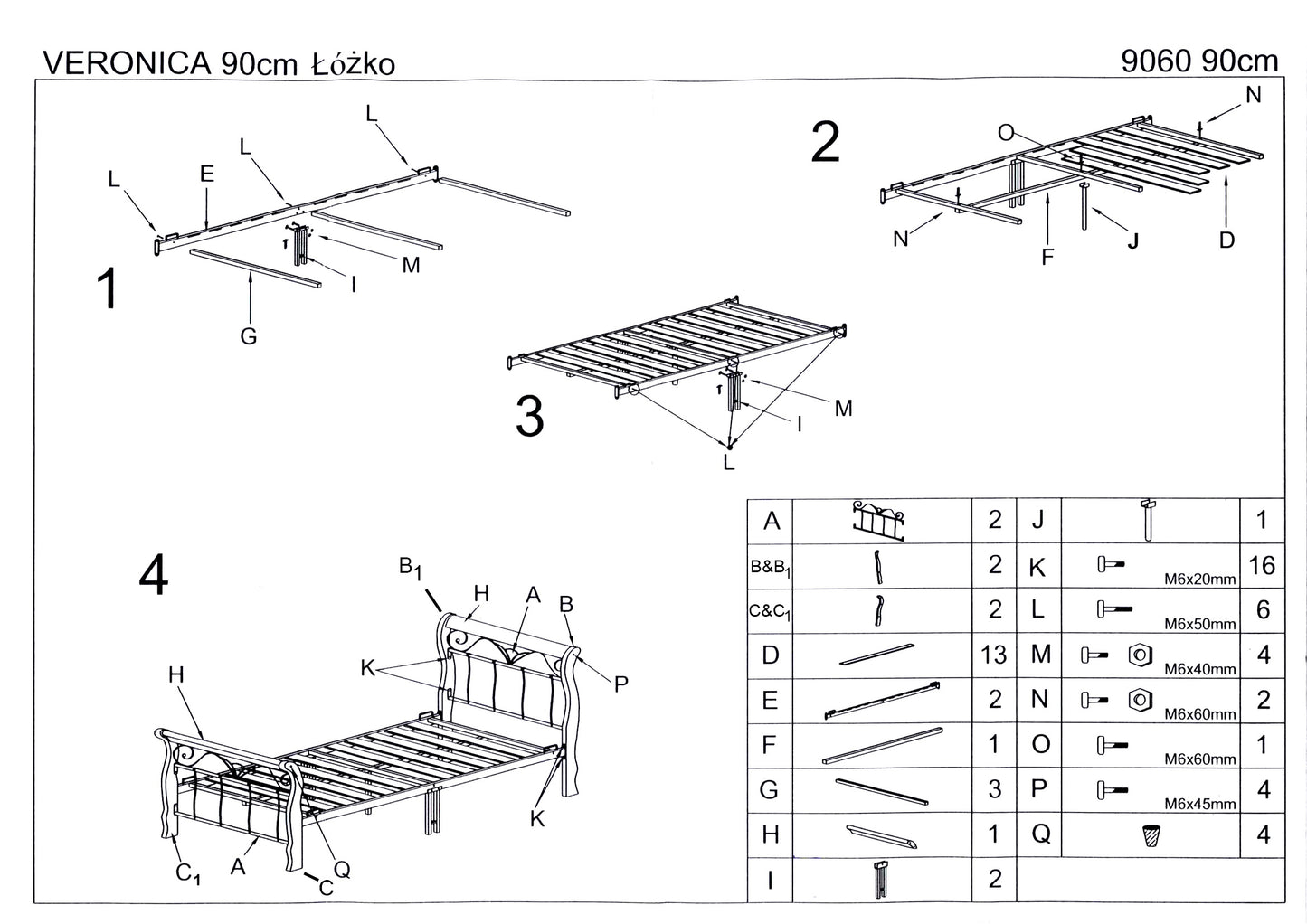 Single Bed East Benevento | size: Length: 204cm, Width: 93cm, Height: 91cm | color: Black/cherry wood | image: 10 | variant: 1006667