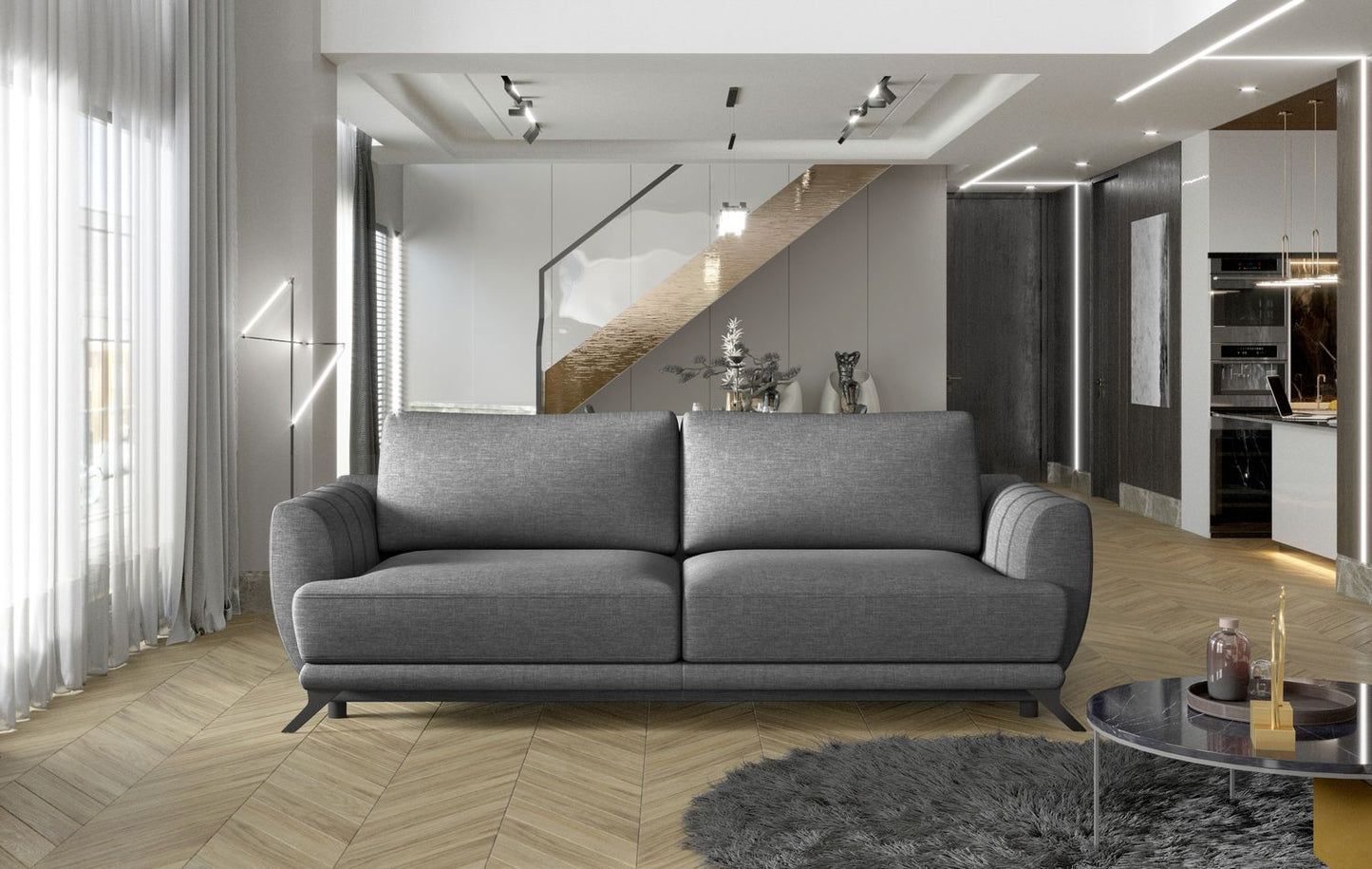 Sleeper Sofa Megis 20 | size: Width: 95cm, Height: 90cm, Depth: 242cm | color: Sawana | image: 1 | variant: 1017356