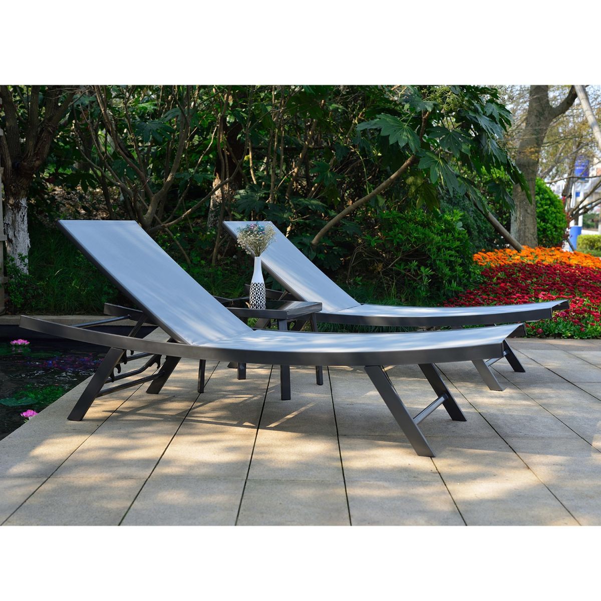 Sun Lounger East Louth | size: Length: 190cm, Width: 58cm, Height: 90cm | color: Gray | image: 3 | variant: 1004863