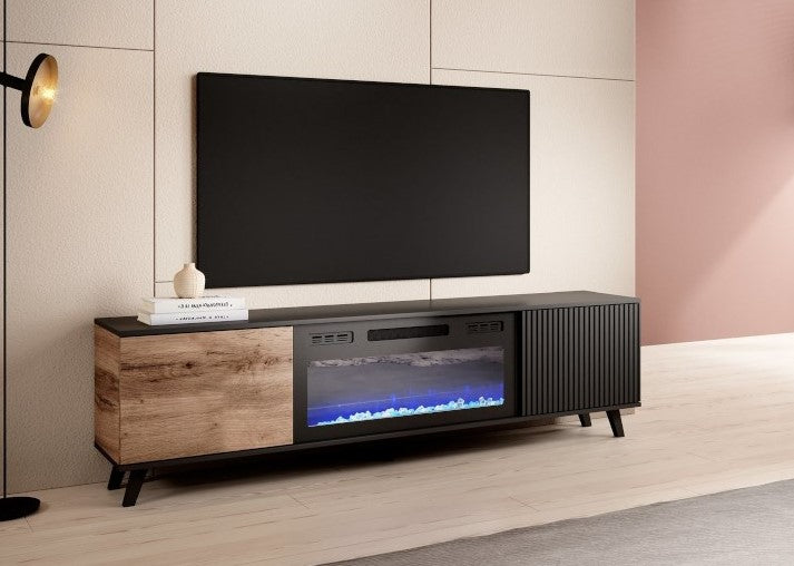 TV Table West Henley | size: Length: 40cm, Width: 180cm, Height: 52cm | color: Black/Oak | image: 1 | variant: 1007337