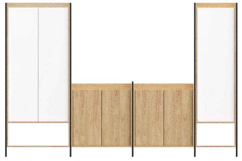 Wall Shelf Espoo | size: Width: 50cm, Height: 179cm, Depth: 41cm | color: White/Oak | image: 3 | variant: 1002045