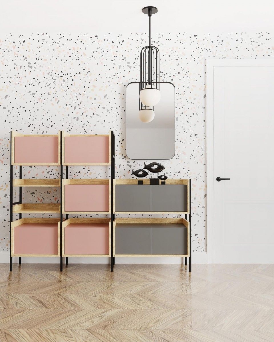 Wall Shelf Roskilde | size: Width: 50cm, Height: 36cm, Depth: 41cm | color: Oak/Blue | image: 4 | variant: 1002023