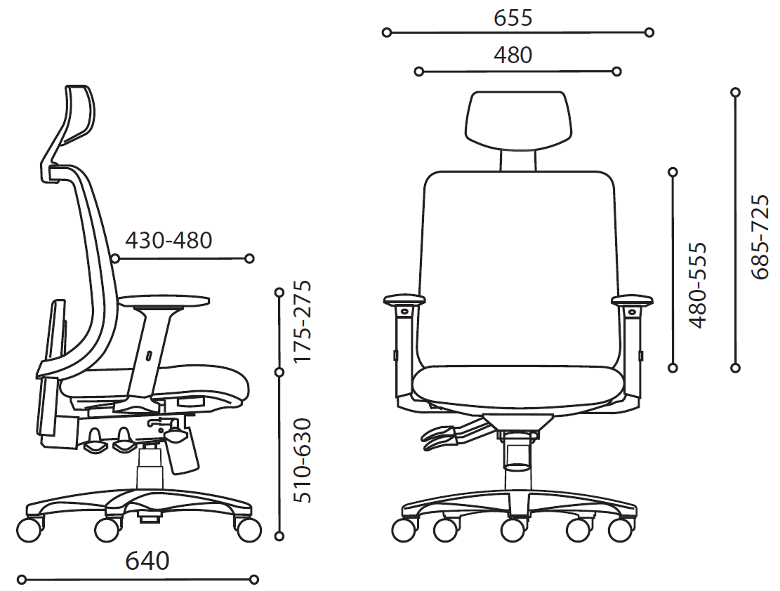 Office Chair Motto Ergo | size: Width: 65cm, Height: 135.5cm, Depth: 64cm | color: Gray | image: 6 | variant: 2000004
