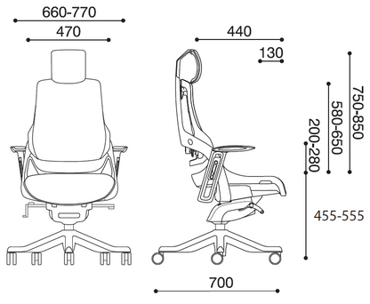 Office Chair Wau Ergo S | size: Width: 77cm, Height: 140.5cm, Depth: 70cm | color: Black | image: 5 | variant: 200001
