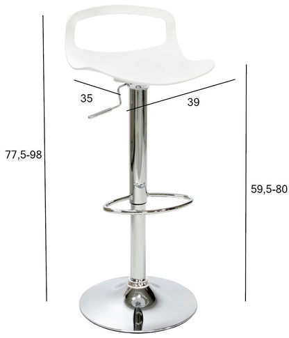 Bar Stool Andy | size: Length: 35cm, Width: 39cm, Height: 98cm, Depth: 35cm | color: White | image: 2 | variant: 1005568