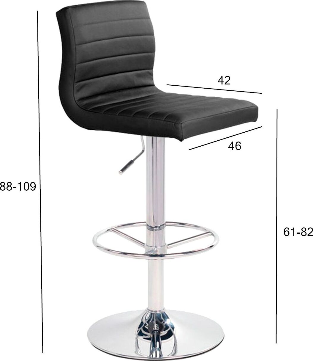 Bar Stool Aura | size: Length: 46cm, Width: 46cm, Height: 88-109cm, Depth: 42cm | color: Black | image: 2 | variant: 1005575