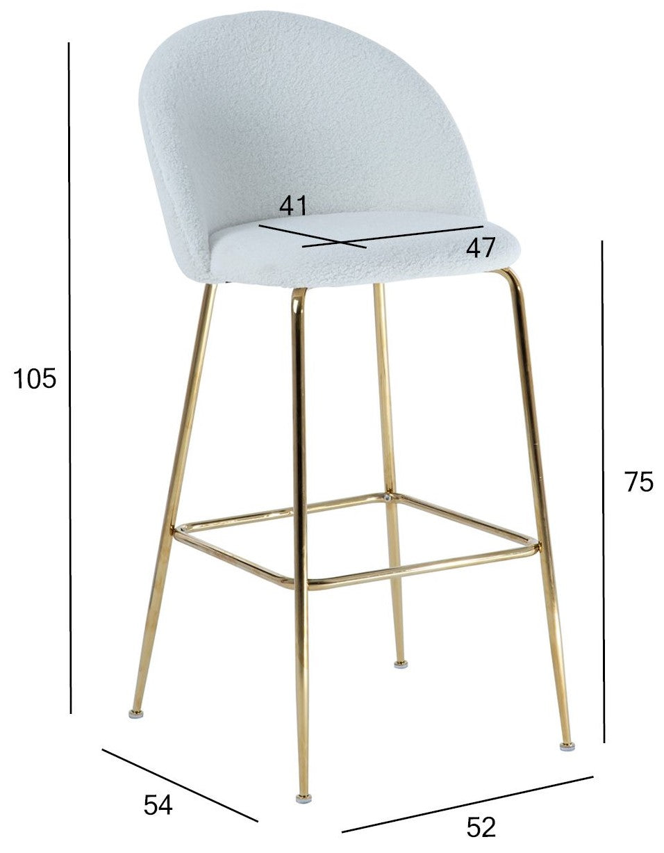 Bar Stool Beetle | size: Width: 52cm, Height: 105cm, Depth: 54cm | color: White | image: 6 | variant: 1012493
