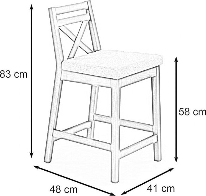 Bar Stool Borys Low | size: Length: 41cm, Width: 41cm, Height: 58-83cm, Depth: 48cm | color: Beige | image: 3 | variant: 1005482