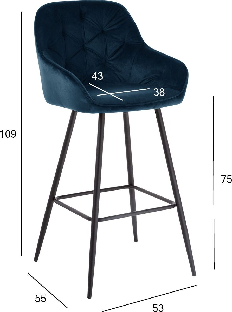 Bar Stool Brita | size: Width: 53cm, Height: 109cm, Depth: 55cm | color: Blue | image: 6 | variant: 1005582