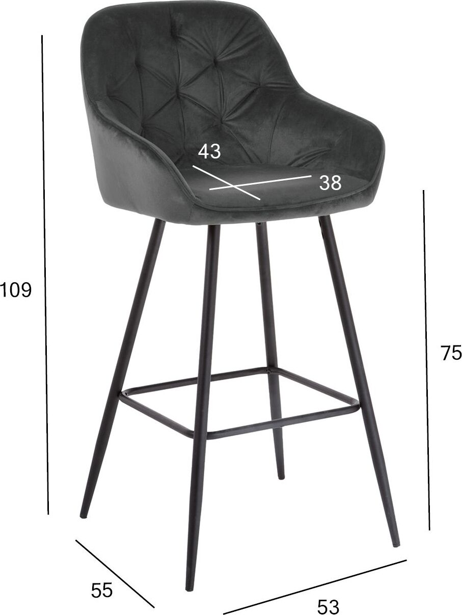 Bar Stool Brita | size: Width: 53cm, Height: 109cm, Depth: 55cm | color: Gray | image: 6 | variant: 1005579