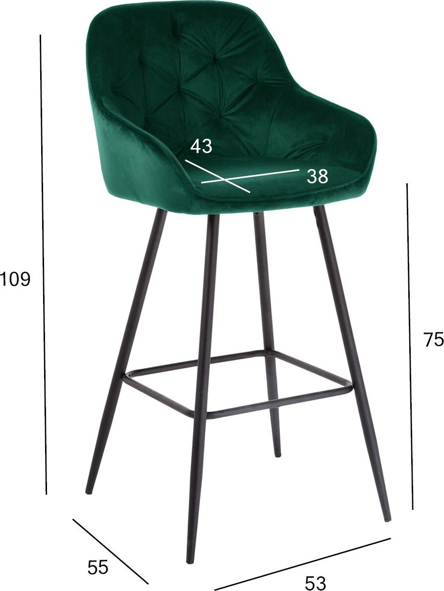 Bar Stool Brita | size: Width: 53cm, Height: 109cm, Depth: 55cm | color: Green | image: 6 | variant: 1005581