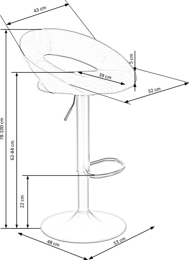 Bar Stool Cesena | size: Length: 52cm, Width: 53cm, Height: 100cm, Depth: 48cm | color: Gray | image: 7 | variant: 1002991