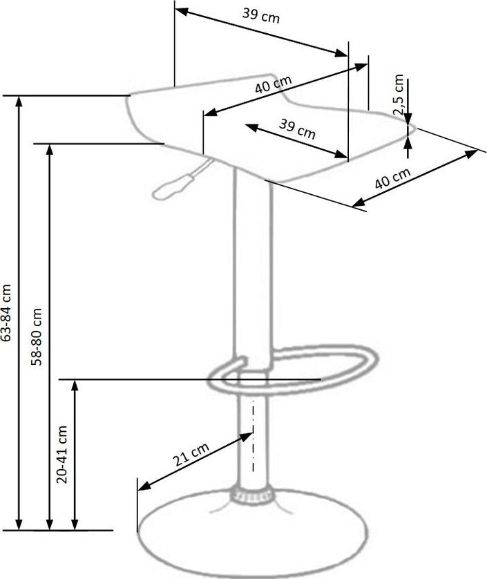 Bar Stool East Tiverton | size: Length: 39cm, Width: 40cm, Height: 63-84cm, Depth: 39cm | color: Black | image: 2 | variant: 1007049