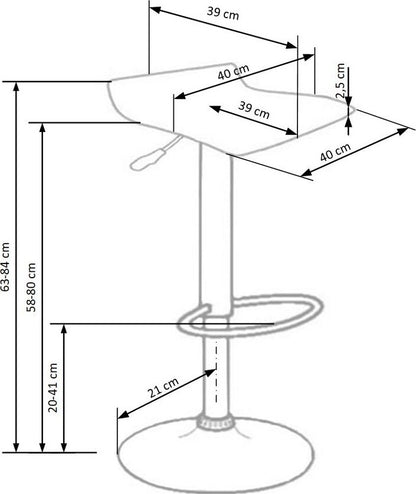 Bar Stool East Tiverton | size: Length: 39cm, Width: 40cm, Height: 63-84cm, Depth: 39cm | color: Black | image: 2 | variant: 1007049