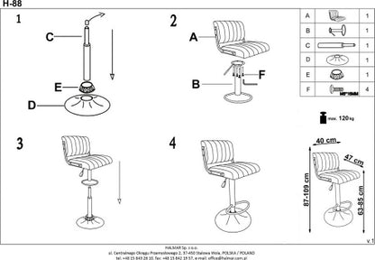 Bar Stool East Whitley Bay | size: Length: 39cm, Width: 39cm, Height: 89-109cm, Depth: 46cm | color: Brown | image: 9 | variant: 1007053