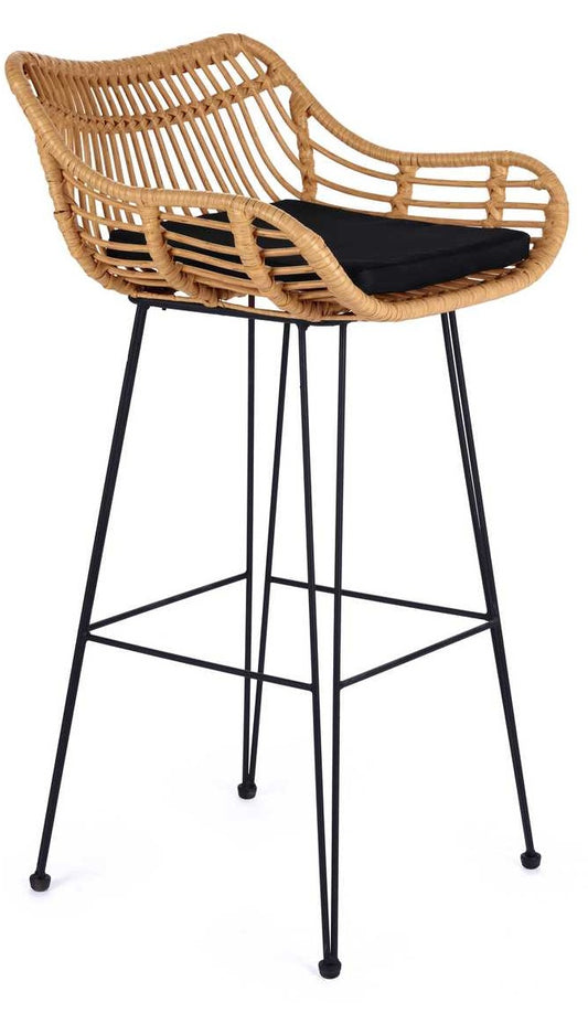 Bar Stool H105 | size: Width: 54cm, Height: 99cm, Depth: 52cm | color: Beige/Black | image: 0 | variant: 1017851