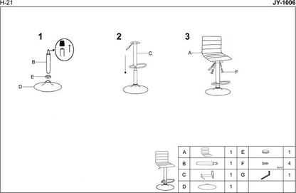 Bar Stool Matera | size: Length: 40cm, Width: 40cm, Height: 93-115cm, Depth: 42cm | color: White | image: 3 | variant: 1003040