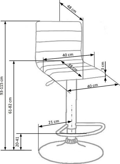 Bar Stool Matera | size: Length: 40cm, Width: 40cm, Height: 93-115cm, Depth: 42cm | color: White | image: 4 | variant: 1003040