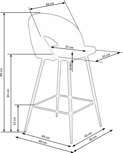Bar Stool Reggio Calabria | size: Length: 48cm, Width: 48cm, Height: 98cm, Depth: 49cm | color: Gray | image: 15 | variant: 1003061
