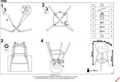 Bar Stool Reggio Calabria | size: Length: 48cm, Width: 48cm, Height: 98cm, Depth: 49cm | color: Gray | image: 16 | variant: 1003061